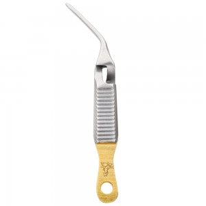 DR SLICK Extra-Hand Fly Tweezer Self Closing. Gold & Satin Curved 2.5"