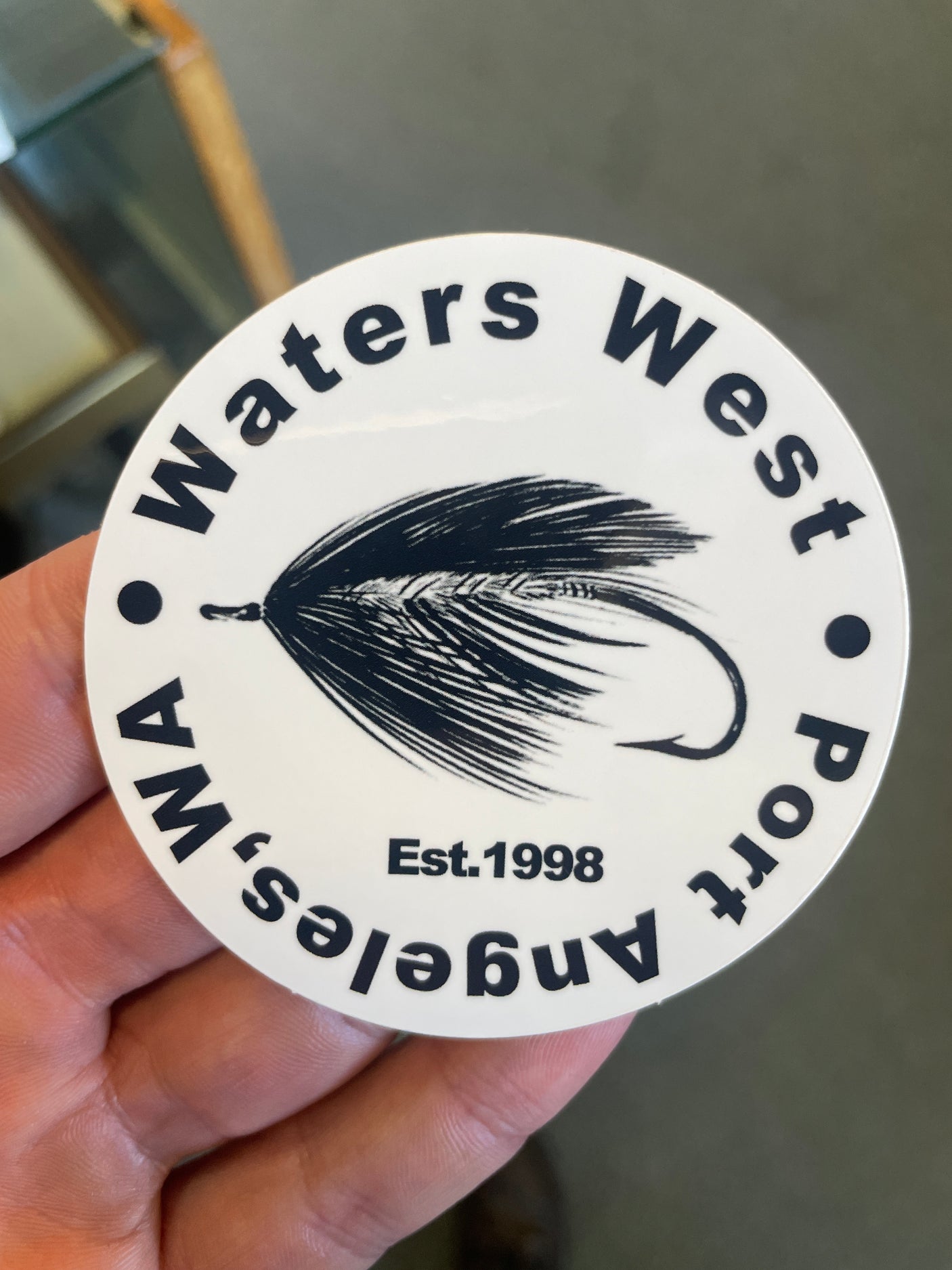 Waters West Round Fly Logo Sticker