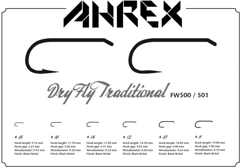 Ahrex FW501 Dry Fly Traditional Hook Barbless