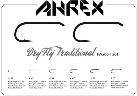 Ahrex FW501 Dry Fly Traditional Hook Barbless