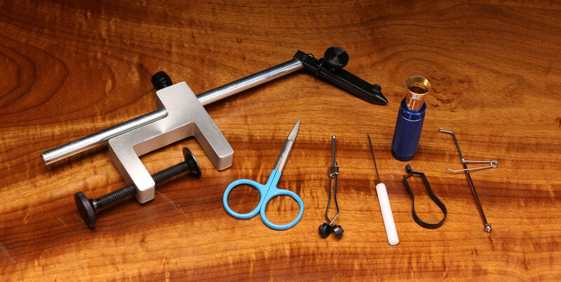 Hareline Fly Tying Material Kit With Premium Tools and Vise