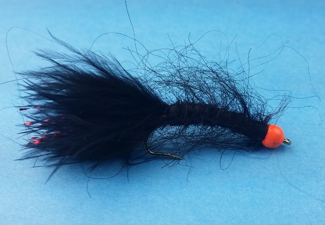 Orange Bead Black Mohair Leech - Click Image to Close