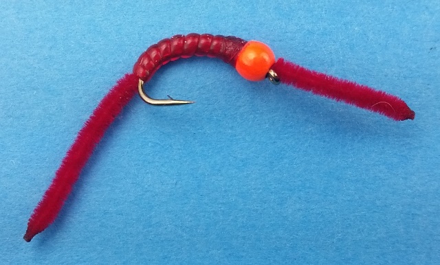 Orange Bead Red Power Worm - Click Image to Close